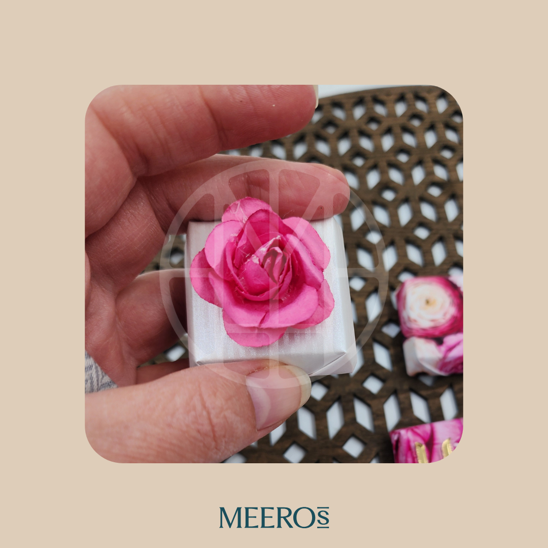 Elegant event chocolate favors in Peony design – premium handcrafted chocolates